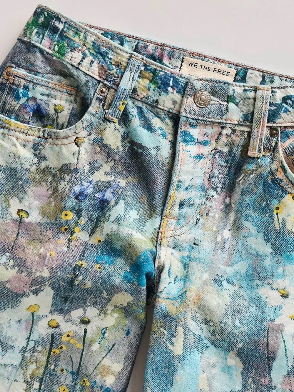 We The Free Painted Multi-Color Boyfriend Jeans - Picture 3 of 3